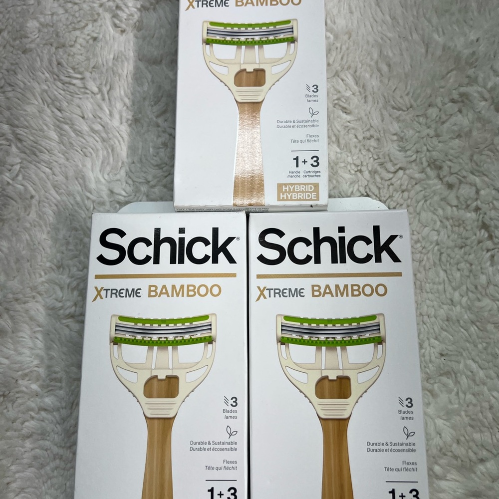 Schick Xtreme Bamboo Hybrid Disposable 3 blade Razors LOT OF 3 PACKS NEW